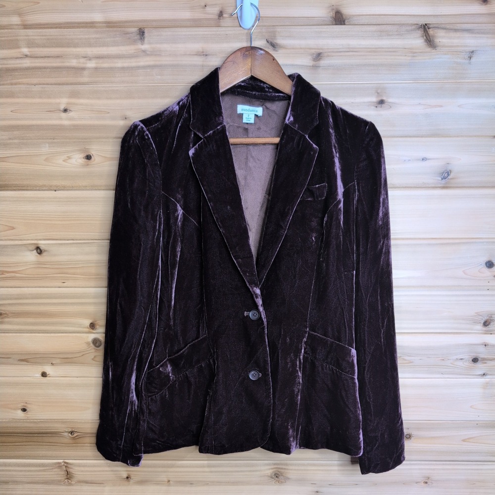 Sundance Womens Plum Purple Velvet Silk Blend Blazer Jacket Size 2 RN106205